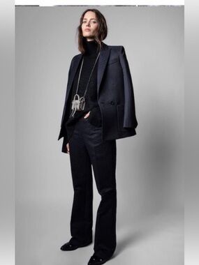 Zadig et Voltaire Pistol Jac ZV Trousers size 40, navy blue bootcut pant